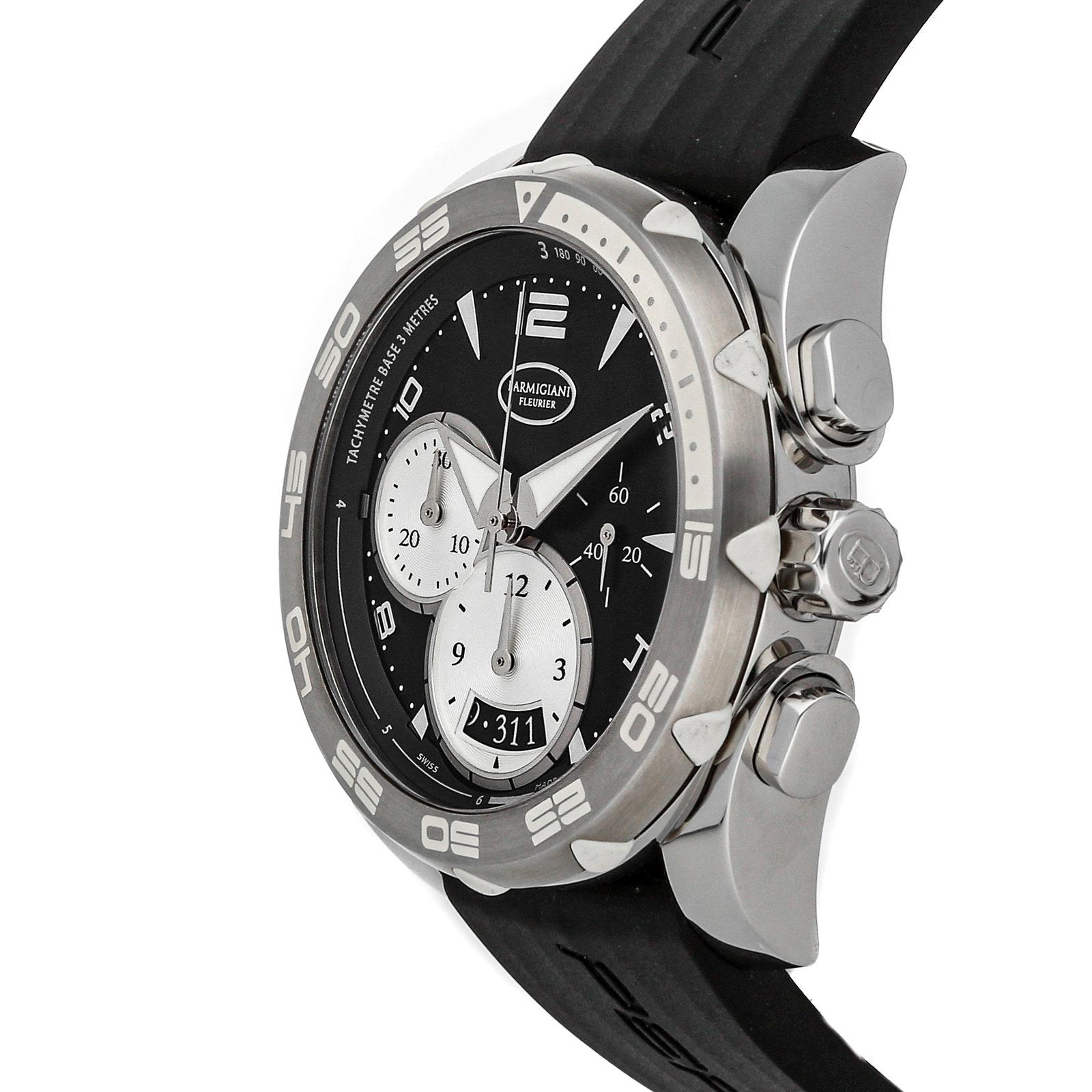 JZ&F Parmigiani Pershing 002 Steel Graphite Auto, Chronograph, Black Dial,  Bracelet - JZ&F