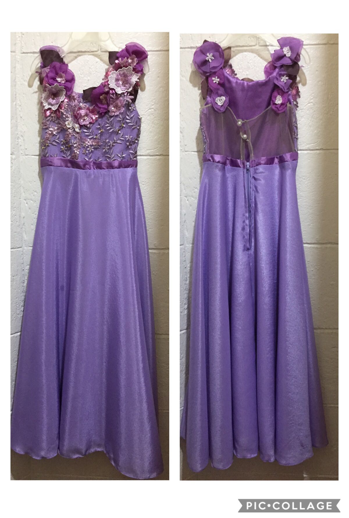 purple floral gown