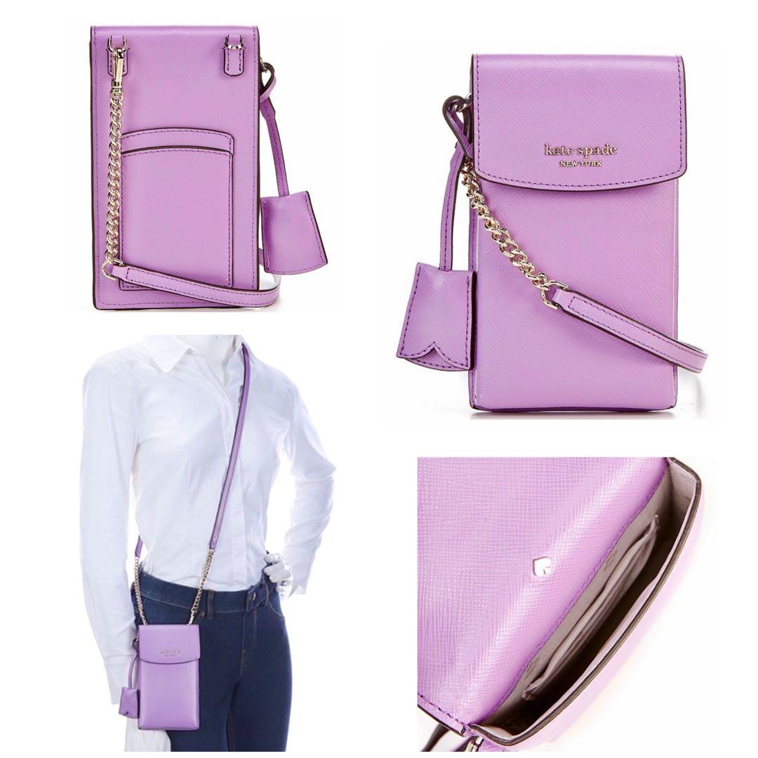 INSTOCK RARE Kate Spade Spencer North South Flap Phone Crossbody Slingbag Detachable Pouch Case Iris Bloom Lavender Purple