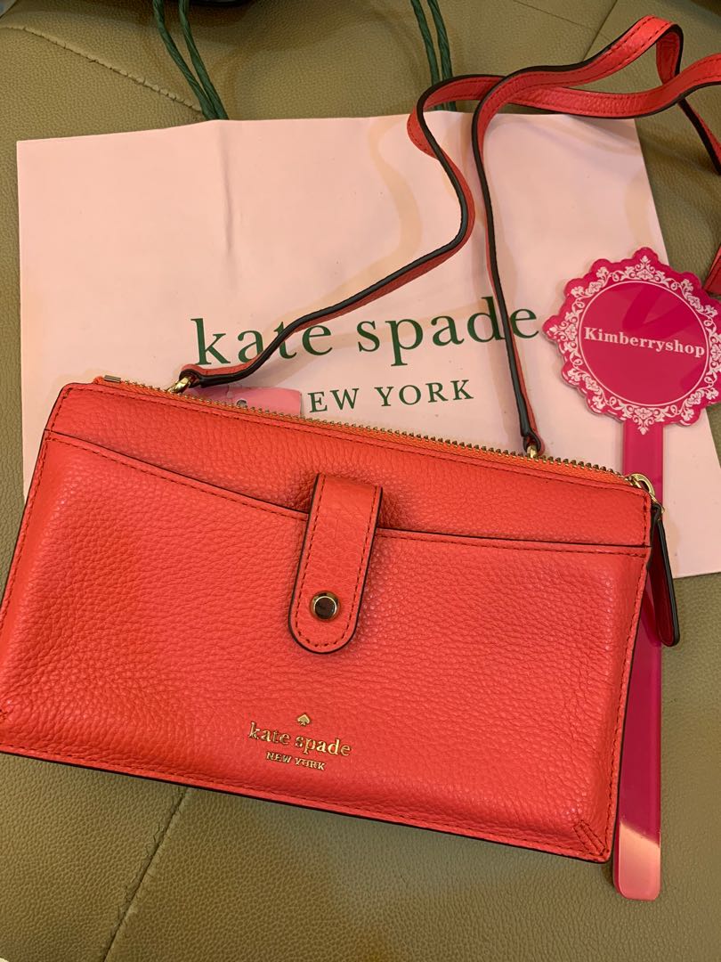 Ready Stock Authentic Kate spade woc crossbody sling bag in watermelon red stoplight colour