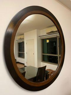 Solid wood custom built round mirror