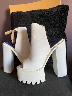 White chunky heels
