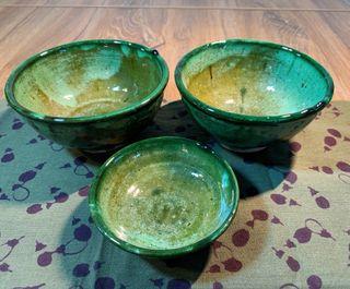 Artisan Uzbekistan Ceramic Bowls & Sauce Dish (Brand New – Set of 3)