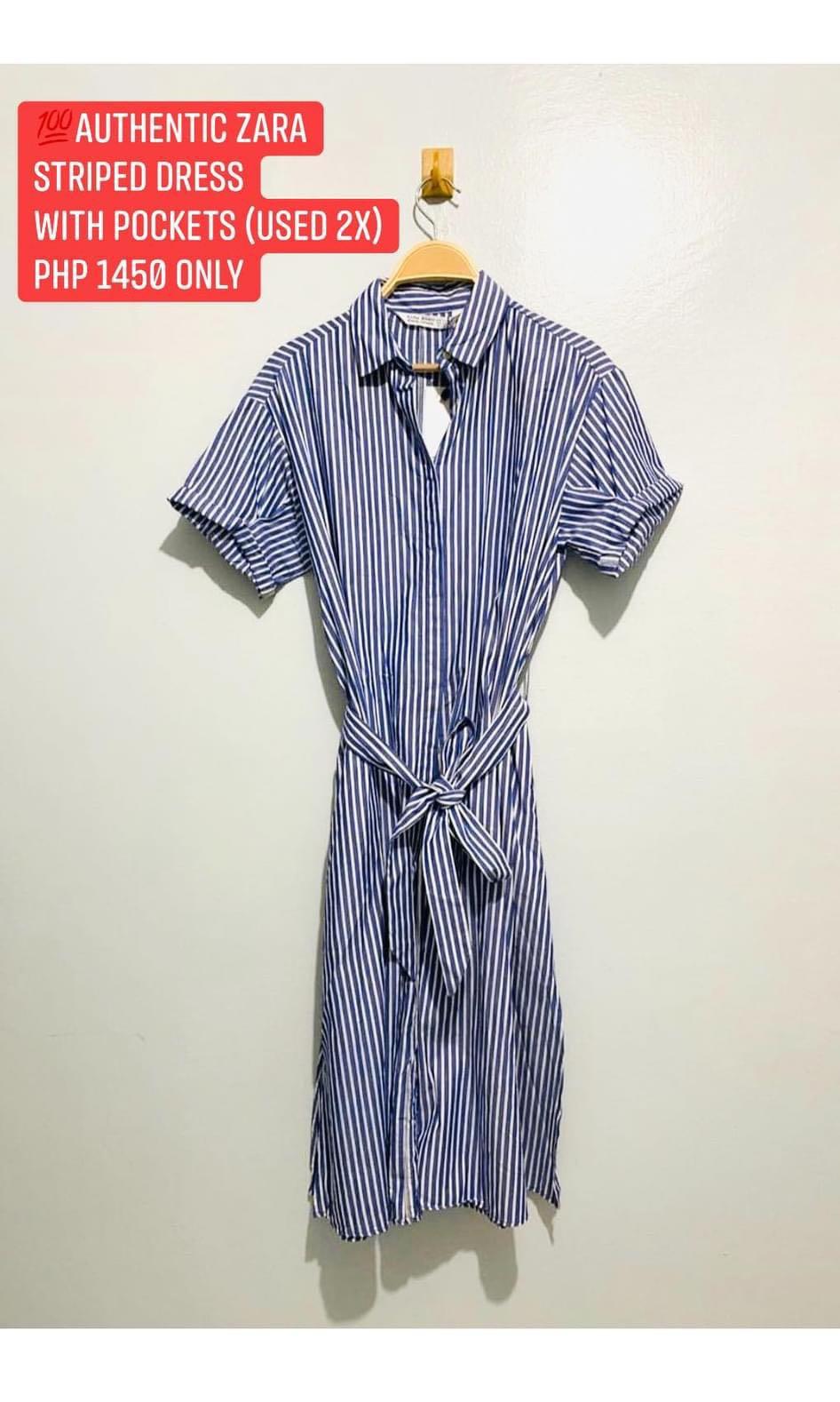 zara striped dress with pockets