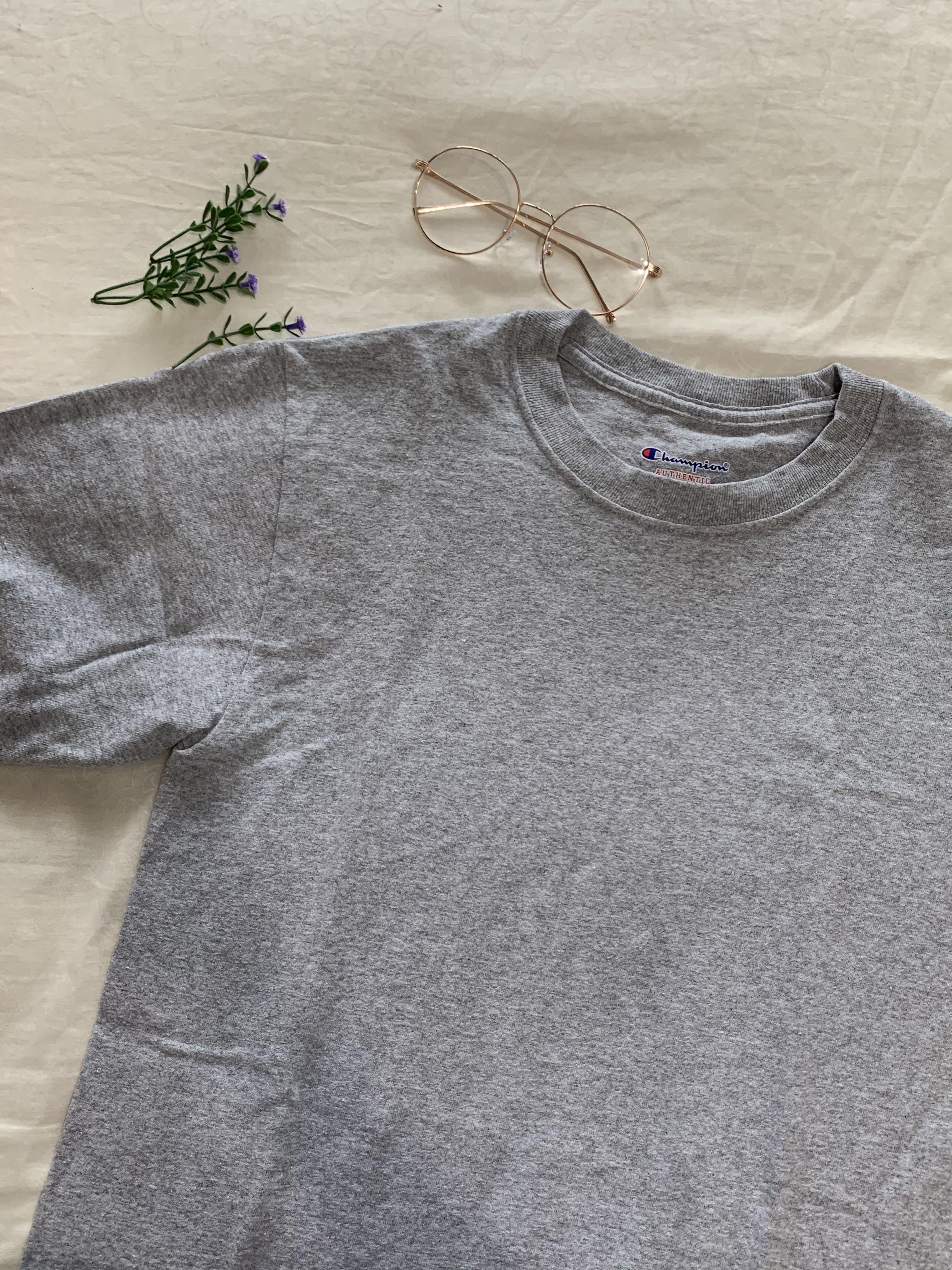 [Basic] Champion Tee (Category: Shirts) located in Singapore. Submitted by toooodo (Listing ID 1043370549, Image 1). Description: [Basic]: Enjoy 10% off with purchase of any 2 items and above. Worn 1-2 times Measurements 💫 For extra measurements, feel free to PM me • Mailing (+$1.80) • Meetup only at my convenience usually in west area ! .
