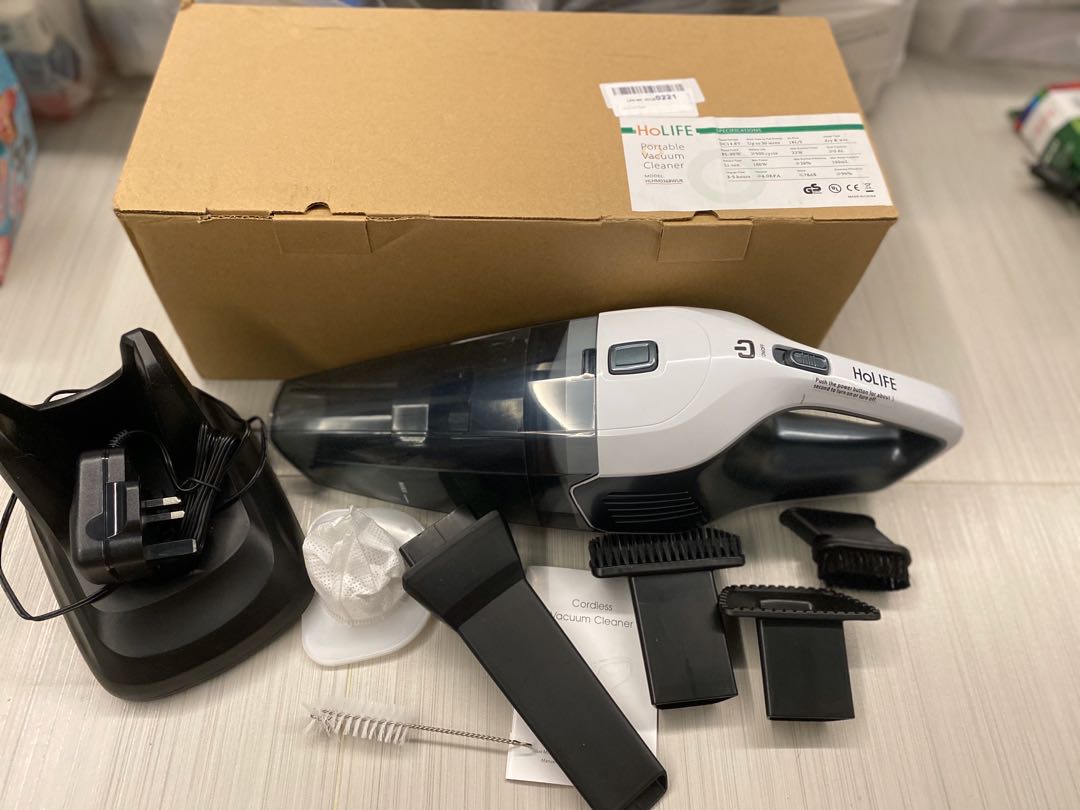 Holife Handheld Vacuum Hand Vacuum Cordless with Powerful Cyclonic Suction Handheld Vacuum Cordless Powered with Rechargeable Quick Charge Tech Lightweight Dry Vac for Home and Car Cleaning White TV H...