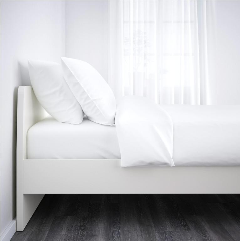 Ikea Queen Size Askvoll Bed Frame And Mattress White Luroy 150x200 Cm Furniture Beds Mattresses On Carousell