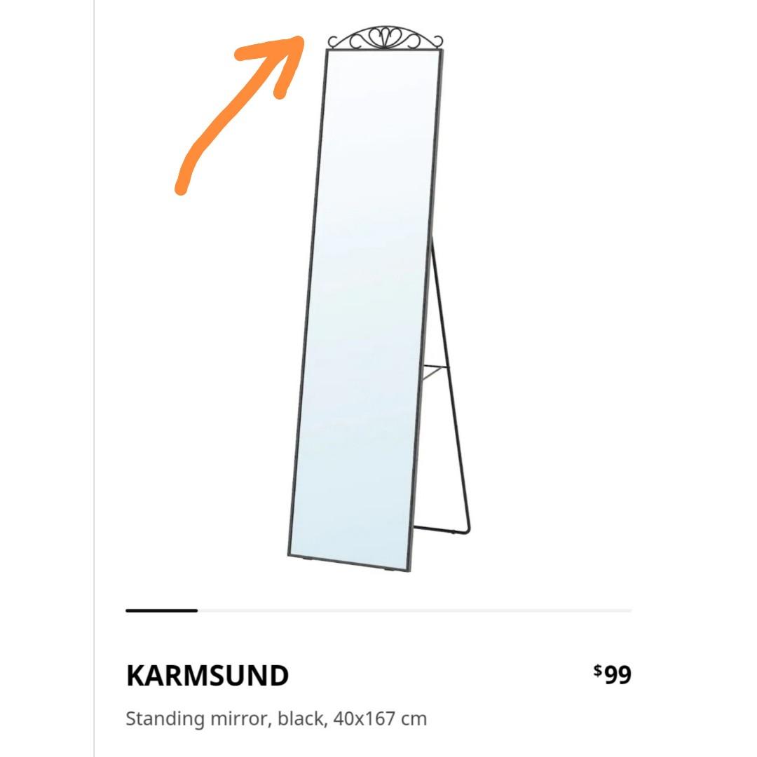 IKEA Karmsund Standing Mirror with Cloth Rack/Hook at the Back (Can