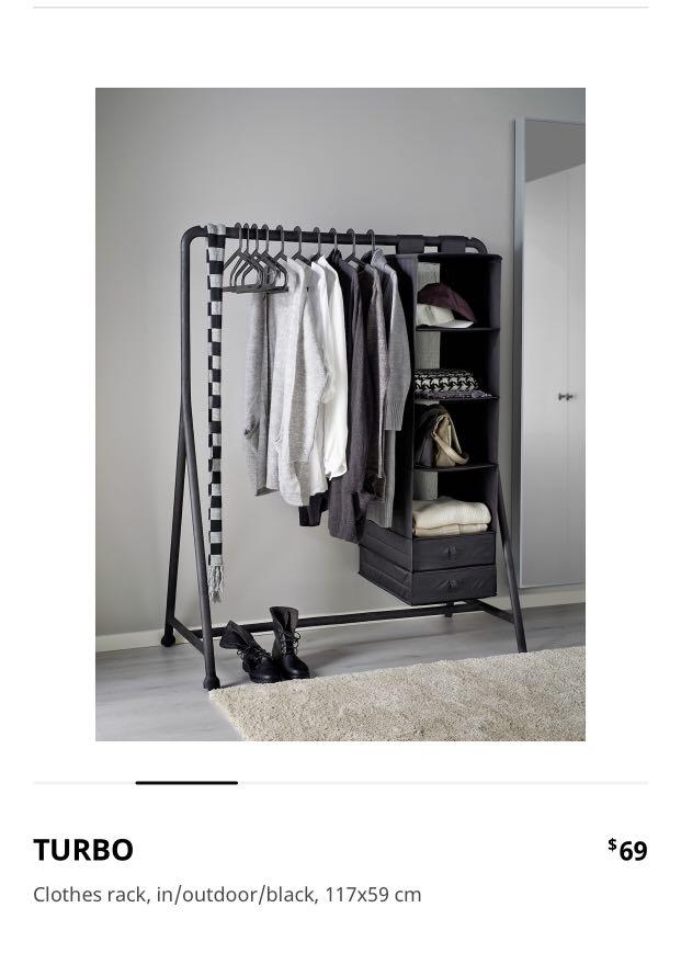 Ikea turbo clothes rack rail RRP 69 Furniture Home Living Furniture Shelves Cabinets Racks on Carousell