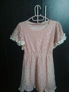 [35K/FREE ONGKIR] Lace Dress - Baby Pink