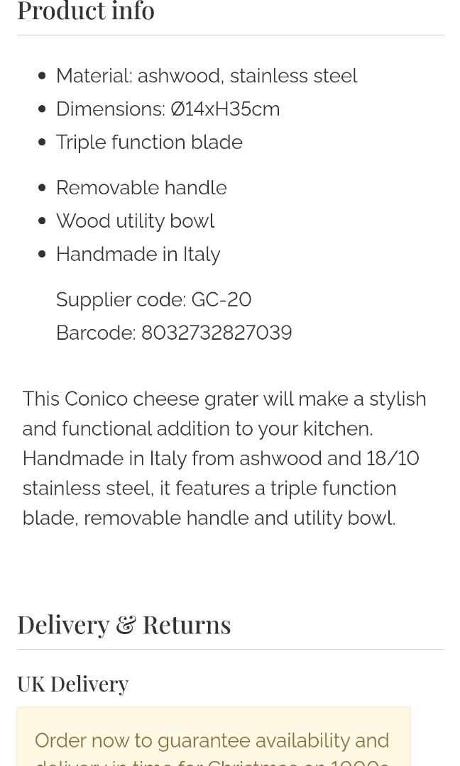 Legnoart Cheese grater, Furniture & Home Living, Kitchenware