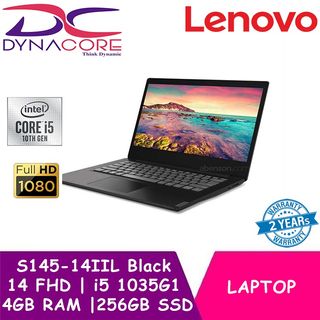 Lenovo S145 14iil Black 81w600 C3sb I5 1035g1 4gb Memory 256gb Pcie Ssd 14 Fhd Win 10 Home 2year Carry In Warranty By Lenovo Brand New Dynacore Electronics Computers Laptops On Carousell