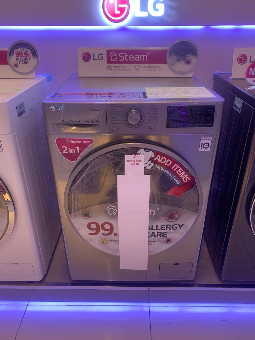 LG FRONT LOAD WASHING MACHINE FV1409D4V, TV & Home Appliances, Washing