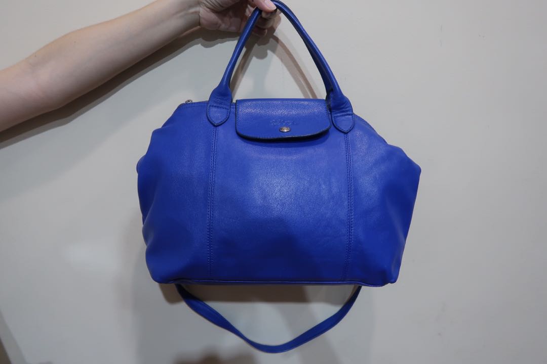 Longchamp Medium Blue Leather Bag Luxury Bags Wallets on Carousell