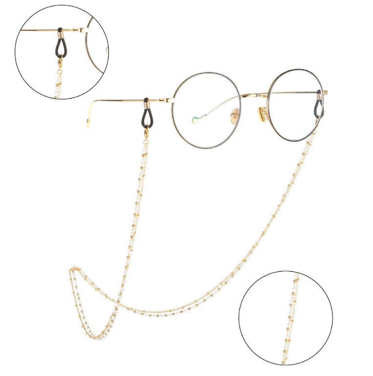 Mini Bead & Mini Clear Crystal Ball Chain Eyewear Chain Fashion ...