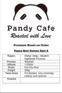 Pandy Cafe - Roast on Order Specialty Coffee - 100% Arabica Papua New Guinea Sigri A Coffee Beans