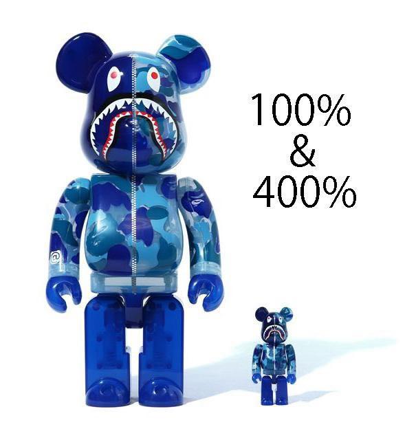 Bearbrick x BAPE ABC Camo Shark 100% & 400% Set Clear Blue - US