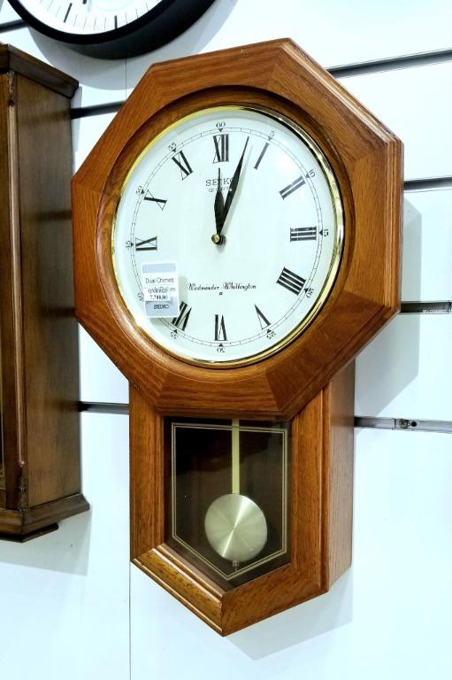 Seiko QXH102BN QXH102B QXH102 QXH Wooden Case Chimes with Pendulum Wall  Clock, Furniture & Home Living, Home Decor, Clocks on Carousell