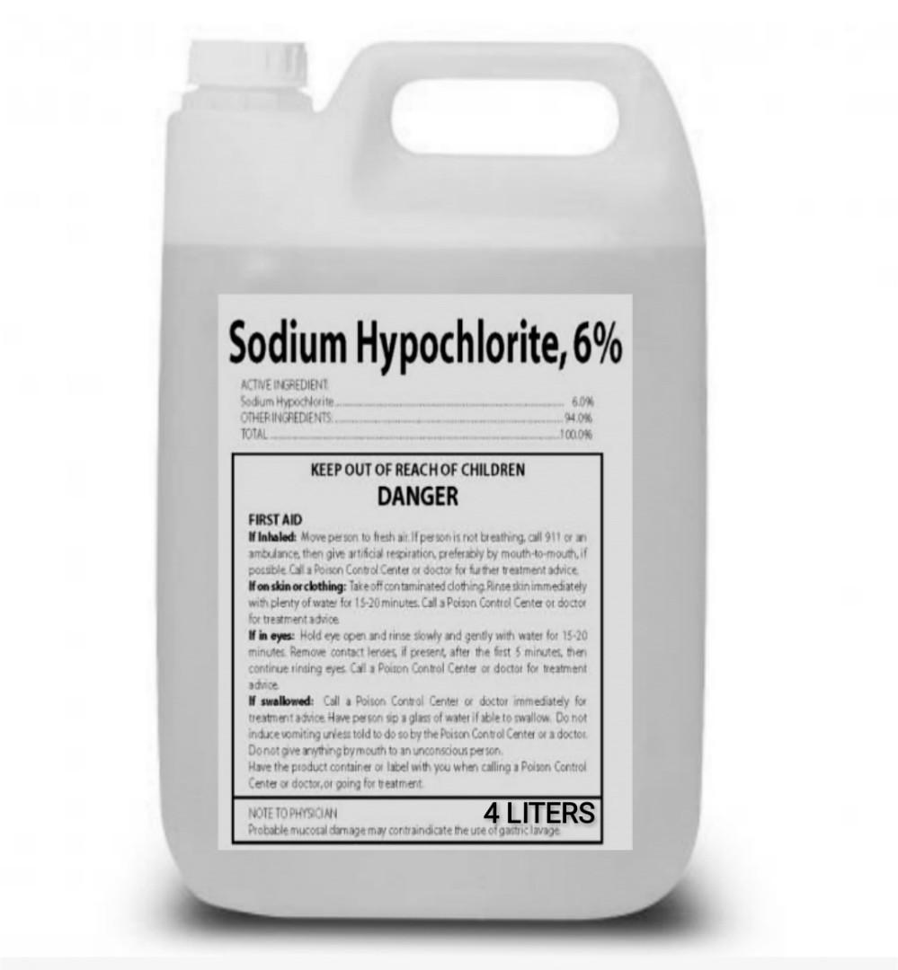 Sodium Hypochlorite 4 Liters or 1 Gallon Sealed Sanitation Solutions, Furniture & Home Living