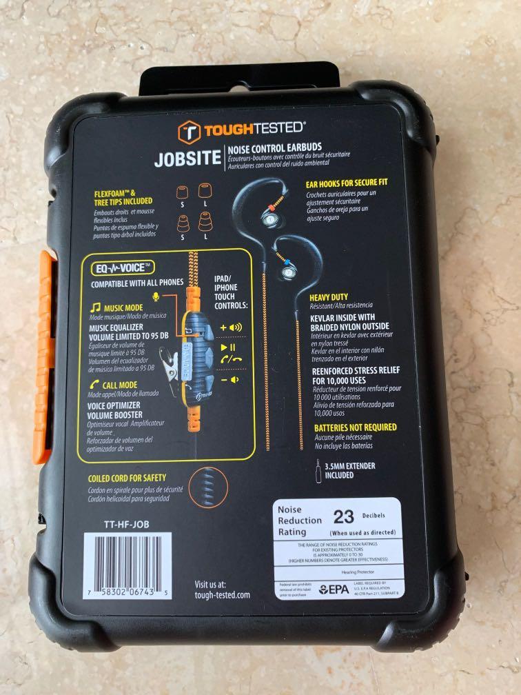 Tough tested store jobsite earbuds