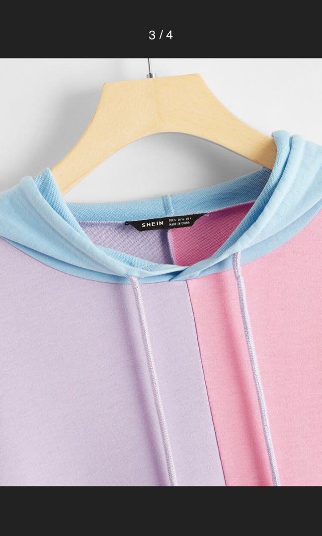 Unisex Colorblock Kangaroo Pocket Drawstring Hoodie Women s Fashion Tops Longsleeves on Carousell