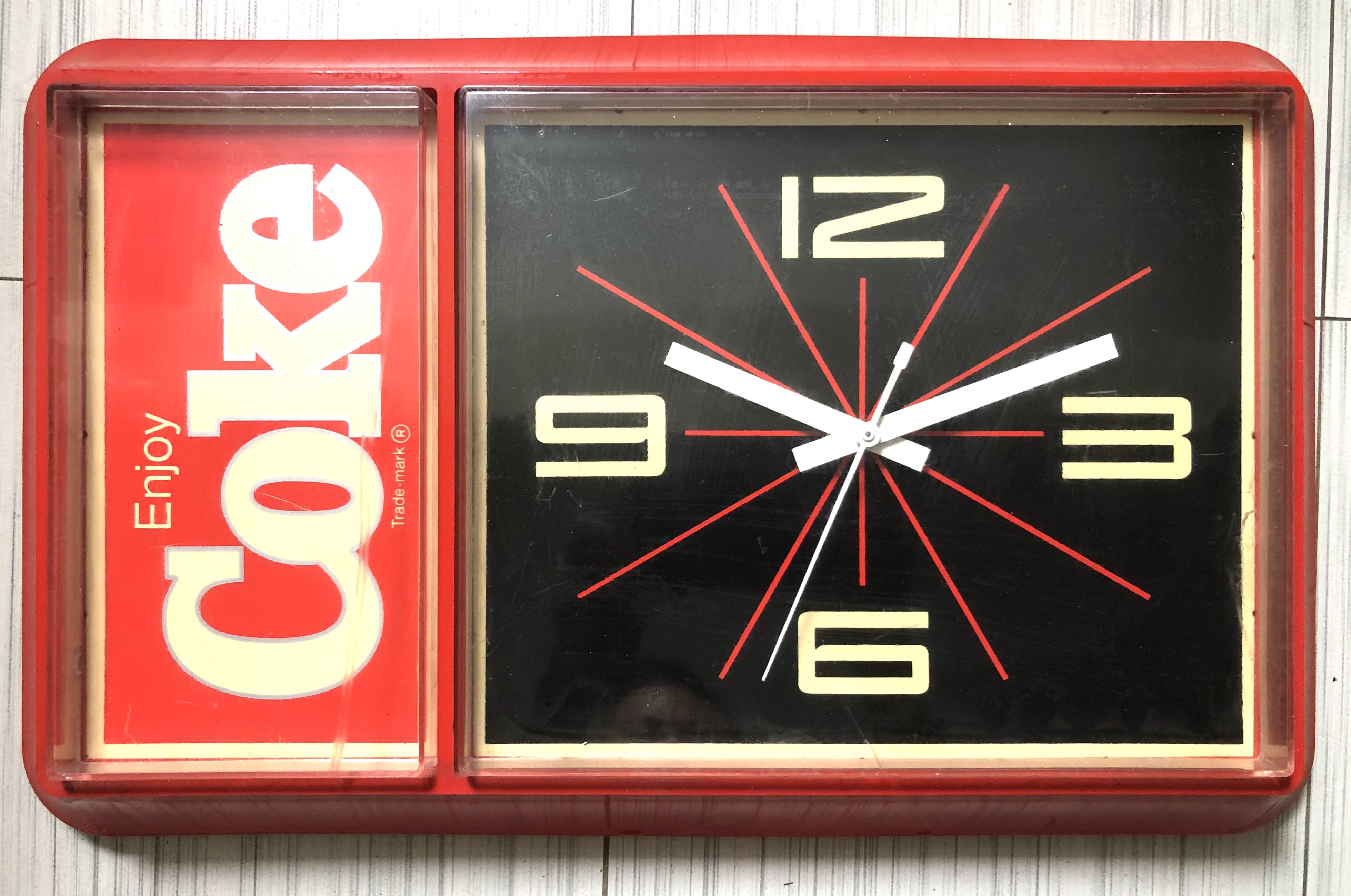 Vintage Coke Clock Working Condition 32x53cm, Hobbies & Toys