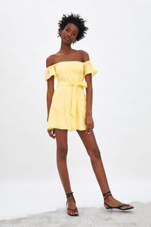 zara yellow off shoulder dress