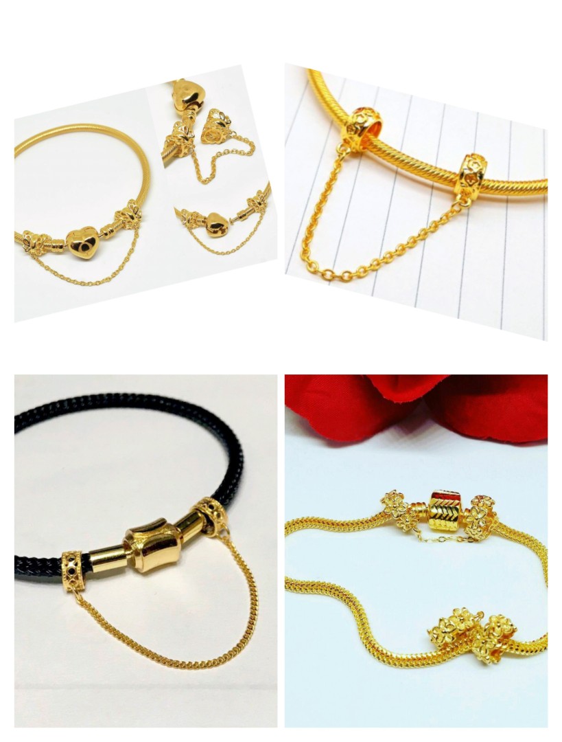 916 Gold Limited Edition Pandora safety chain, Women's Fashion, Jewelry