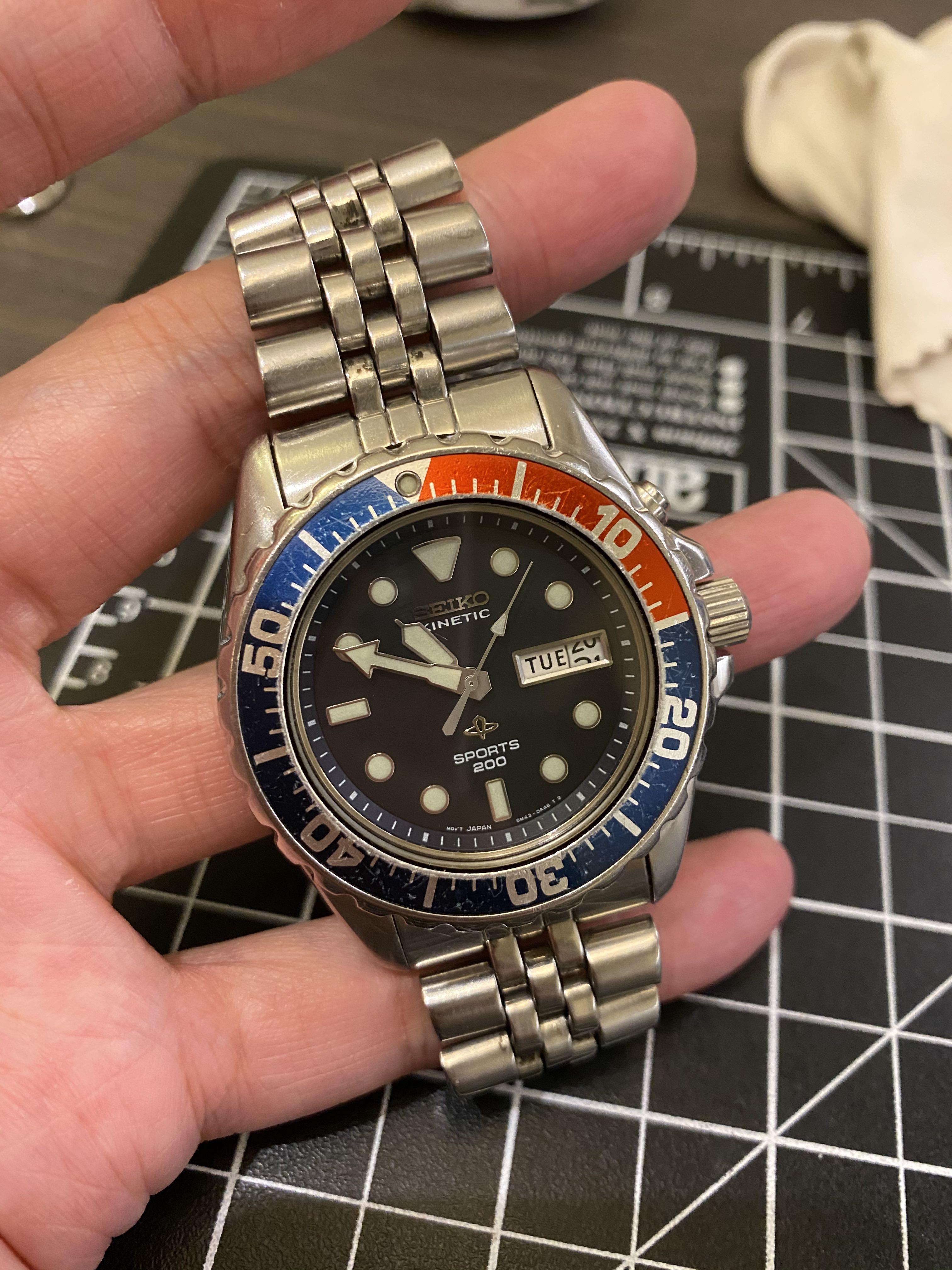 中古精工Vintage Seiko Kinetic 200m 5M43-0A40, 名牌, 手錶- Carousell