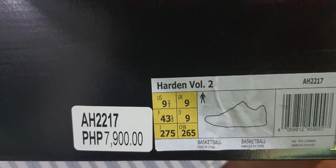 Adidas Harden Vol. 2 size 9.5 US Men s Men s Fashion Footwear