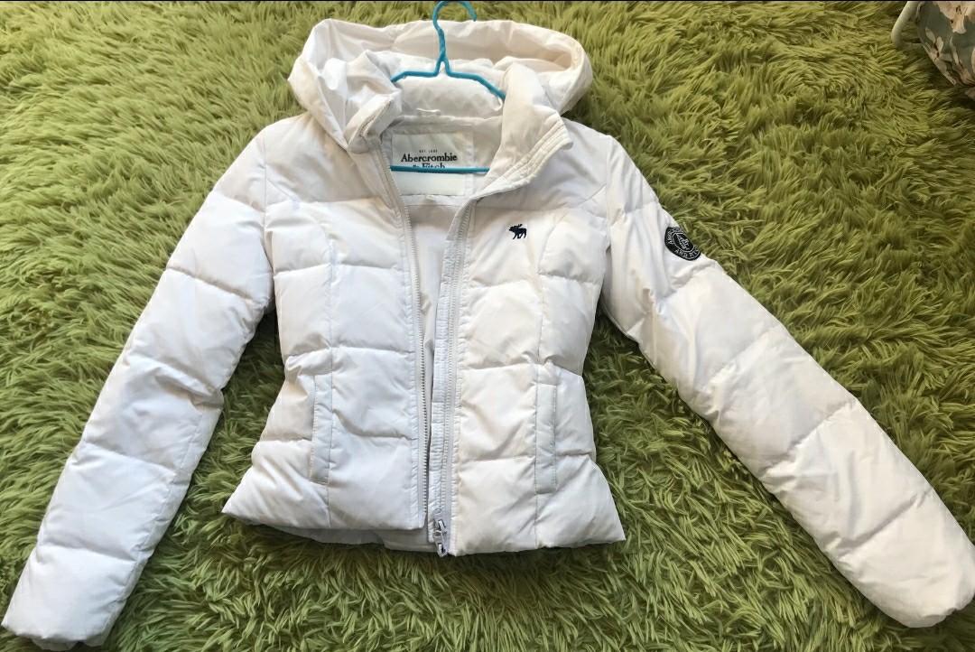 A F White Down Jacket Abercrombie Fitch