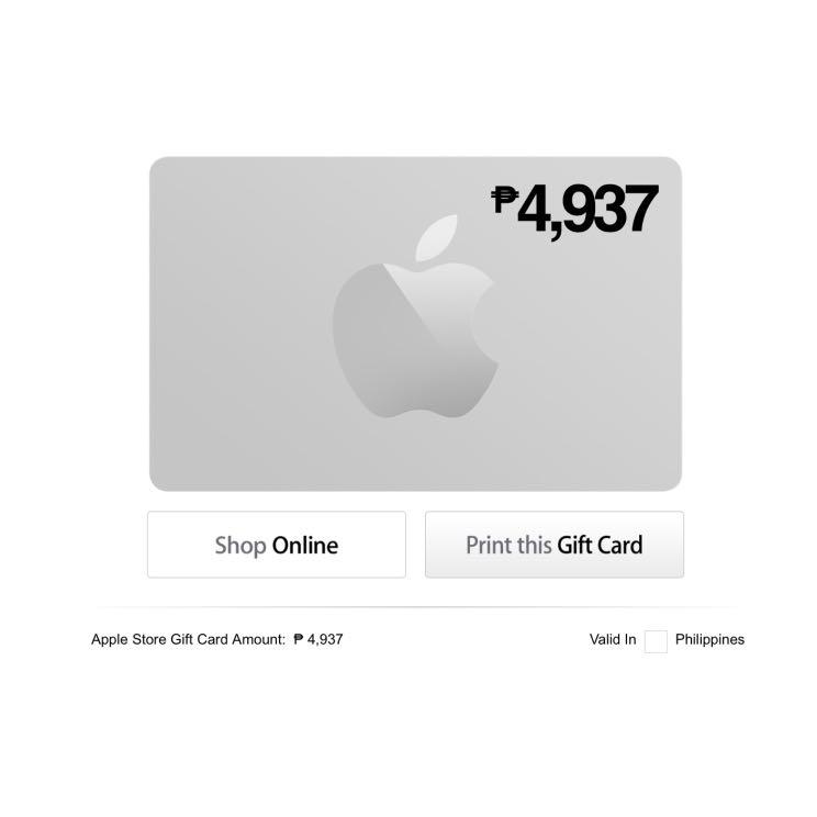 Apple Gift Card (Category: Store Credits) located in Caloocan City. Submitted by kriyel (Listing ID 1043502897, Image 1). Description: .