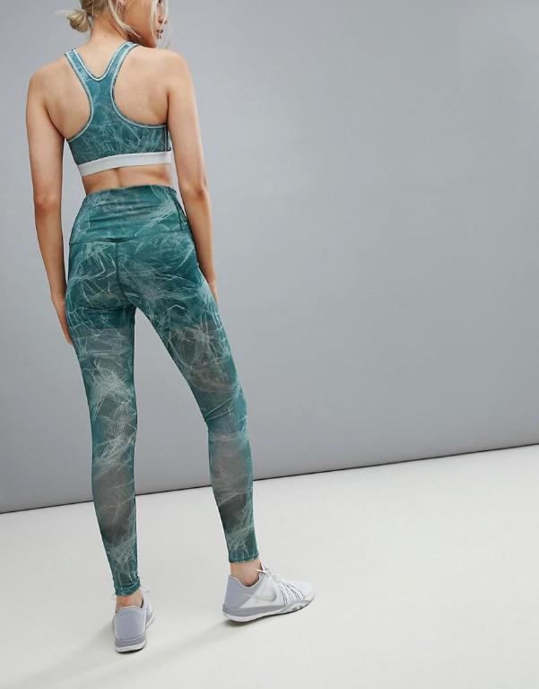 Nike training power leggings in mint tulle mesh Outlet