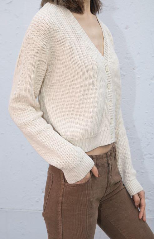 authentic brandy melville billie cardigan sweater in cream off white  oatmeal, Women's Fashion, Tops, Other Tops on Carousell