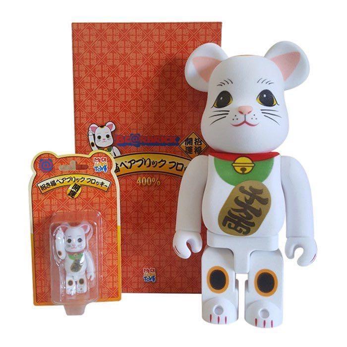 Bearbrick 400% + 100% 植毛/ 絨毛開運招財貓, 興趣及遊戲, 玩具u0026 遊戲