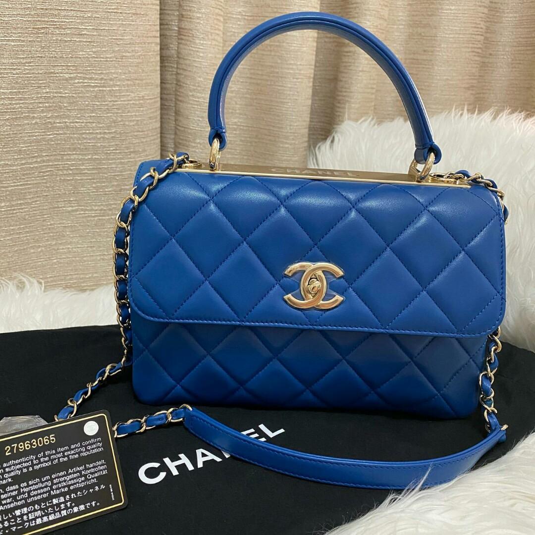 BNEW CHANEL TRENDY CC FLAP BLUE QUILTED LEATHER, Luxury, Bags