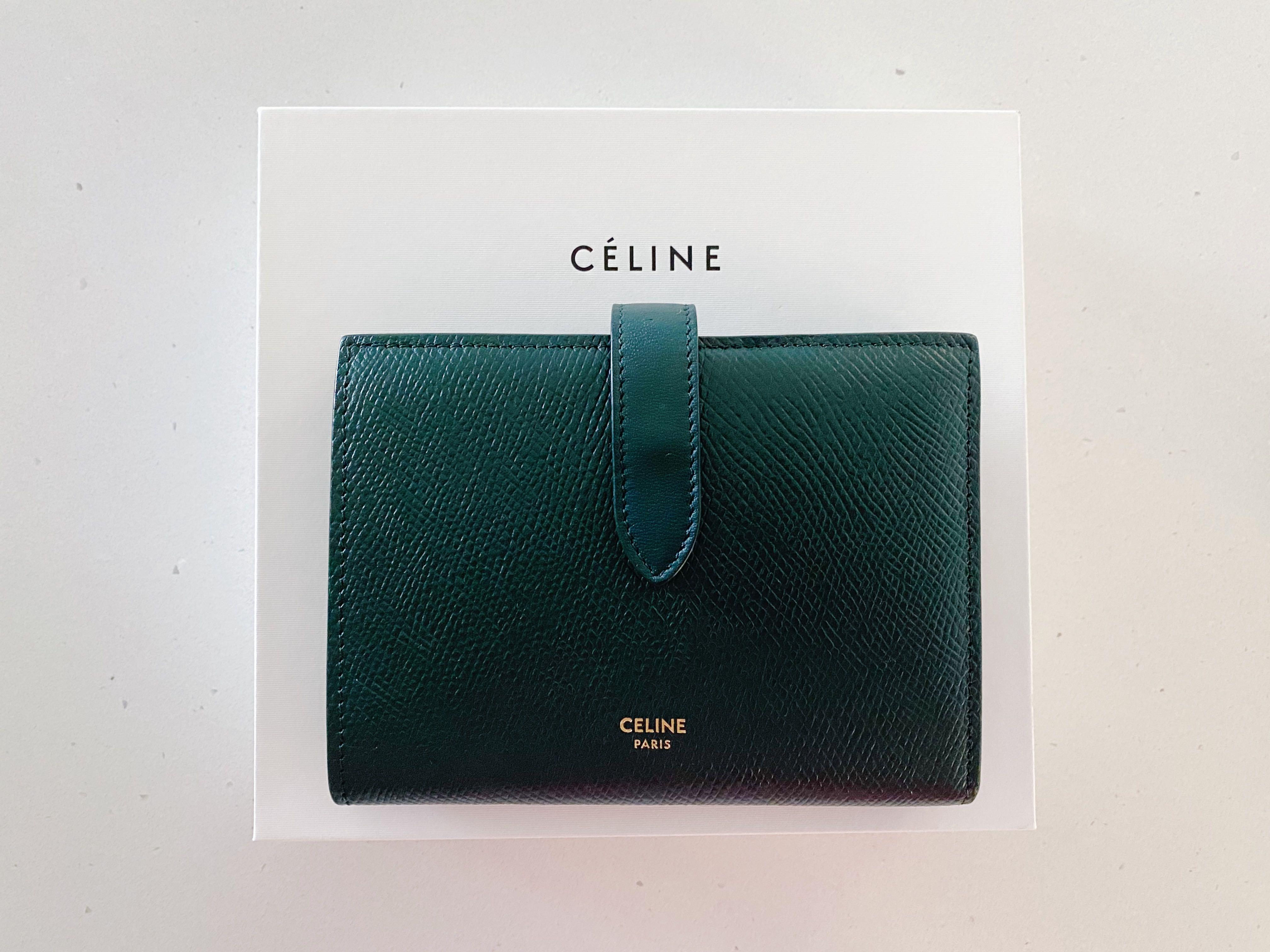 Celine Medium Strap Wallet In Grained Calfskin Women s Fashion Bags Wallets Purses Pouches on Carousell