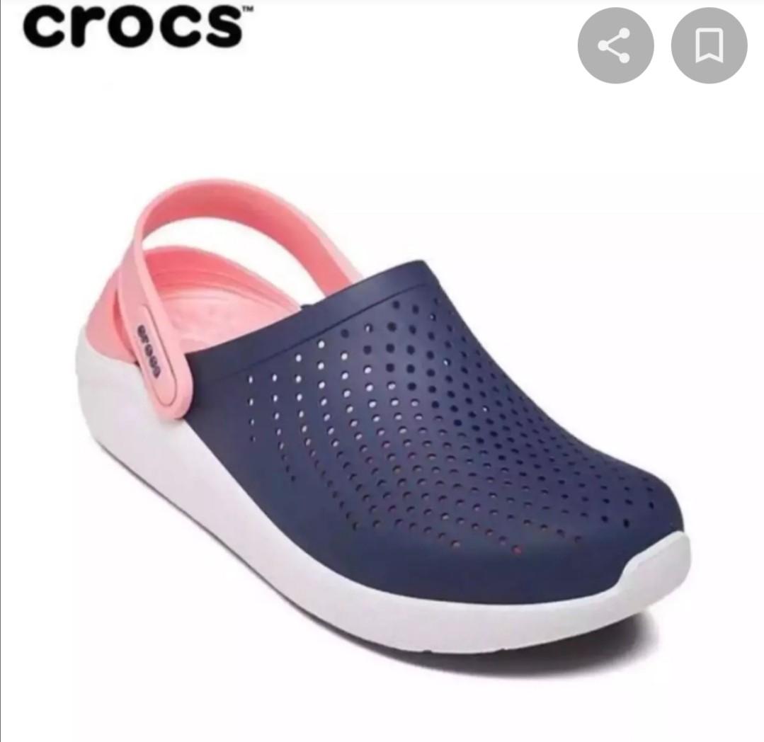Crocs blue and clearance pink