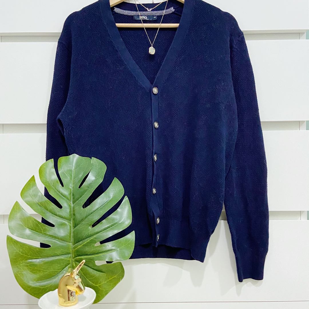 dark blue cardigan