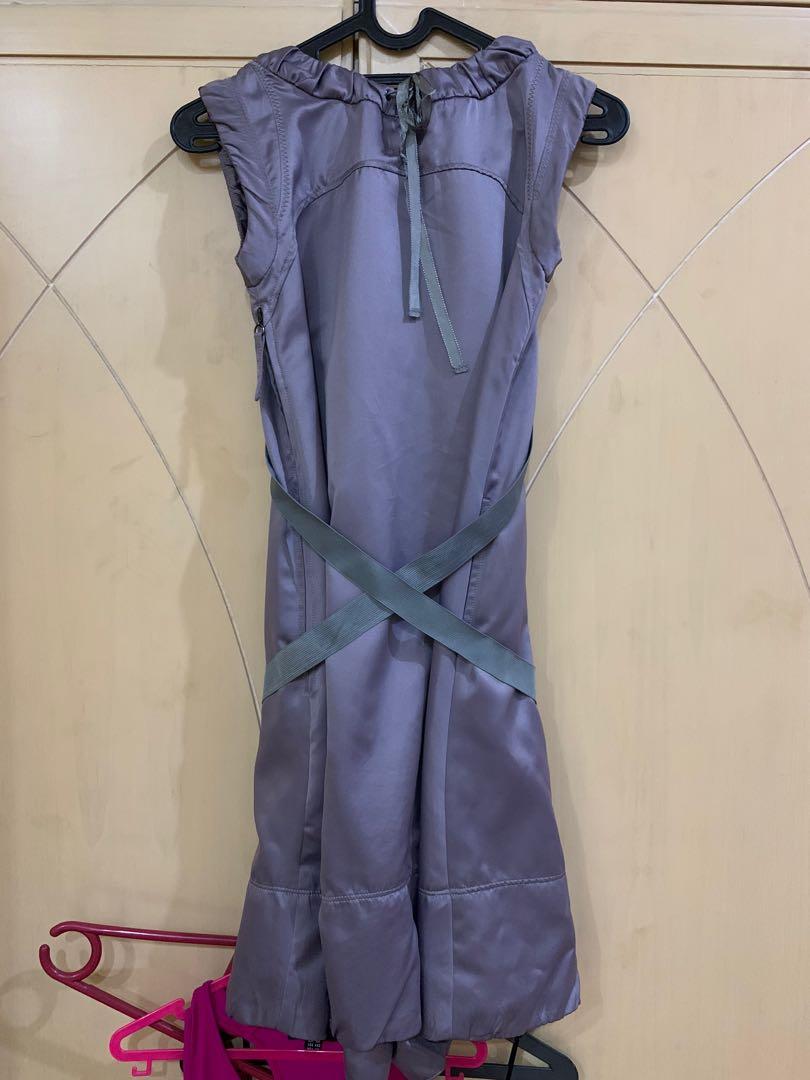 DKNY grey midi dress, Fesyen Wanita 
