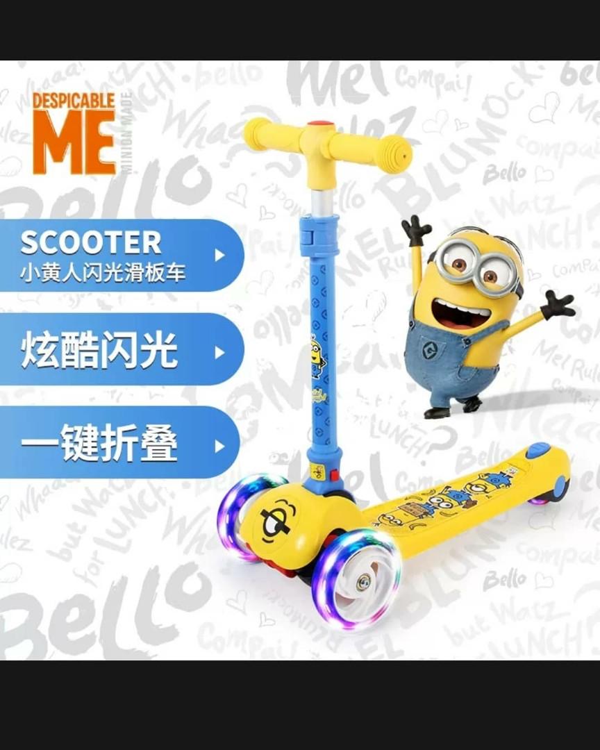 Minions Despicable Me Childrens Trail Twist Scooter 3 Wheel Adjustable Kids Toy 
