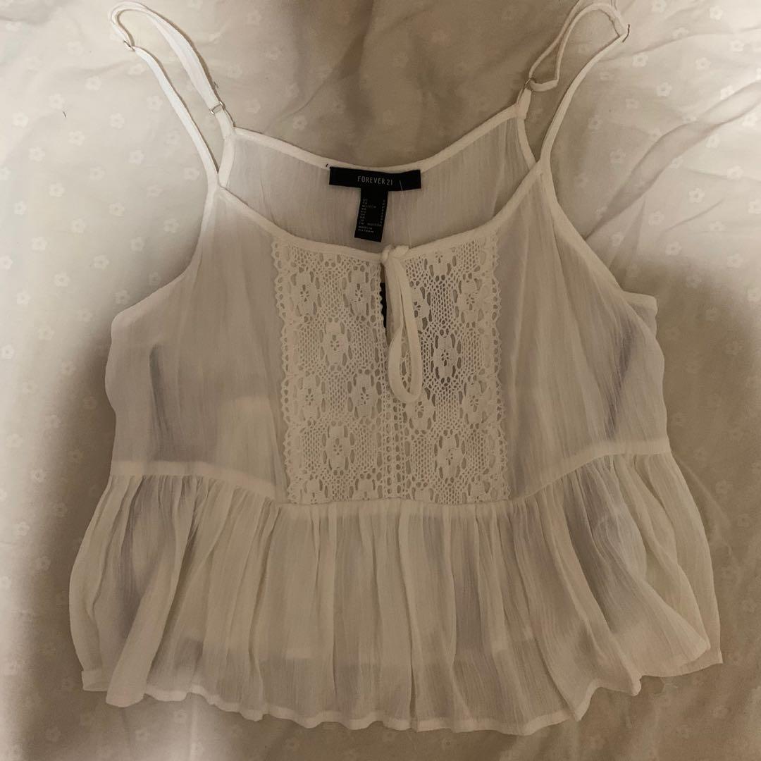 Forever 21 White Babydoll Top Women s Fashion Tops Sleeveless on Carousell