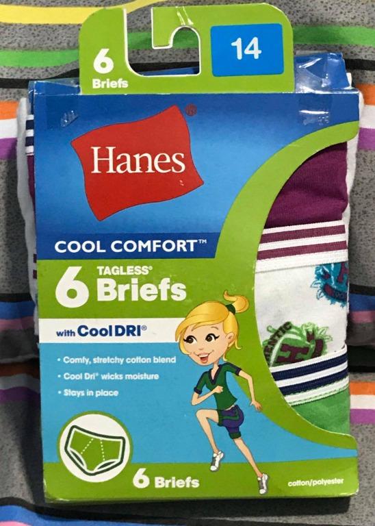Hanes Girls Briefs 6-Pack Panties Cool Comfort with Cool Dri Tagless size  8, Babies & Kids, Babies & Kids Fashion on Carousell