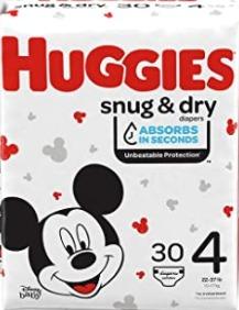 Huggies Snug & Dry Baby Diapers, Size 4, 30 Ct