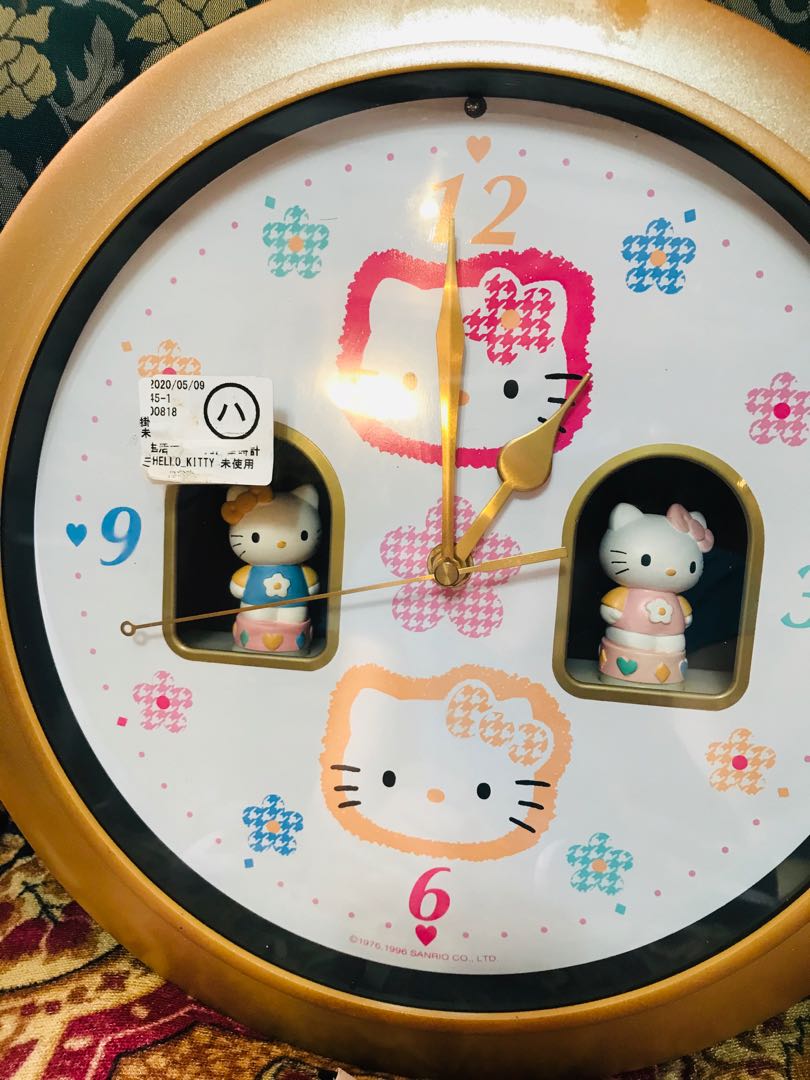 Japan Hello Kitty Wall Clock with musical instrument, Furniture & Home