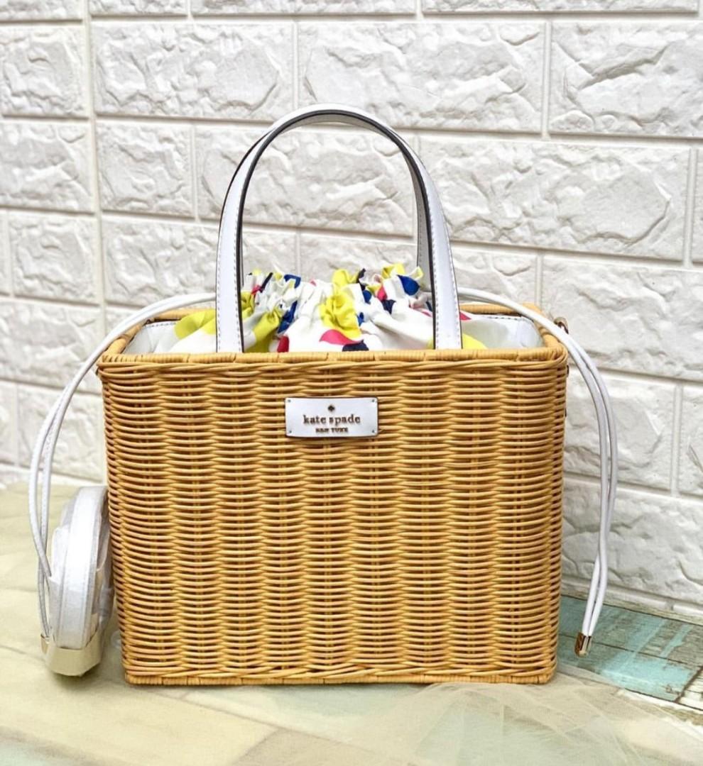 Kate spade sam wicker lemon zest medium satchel best sale