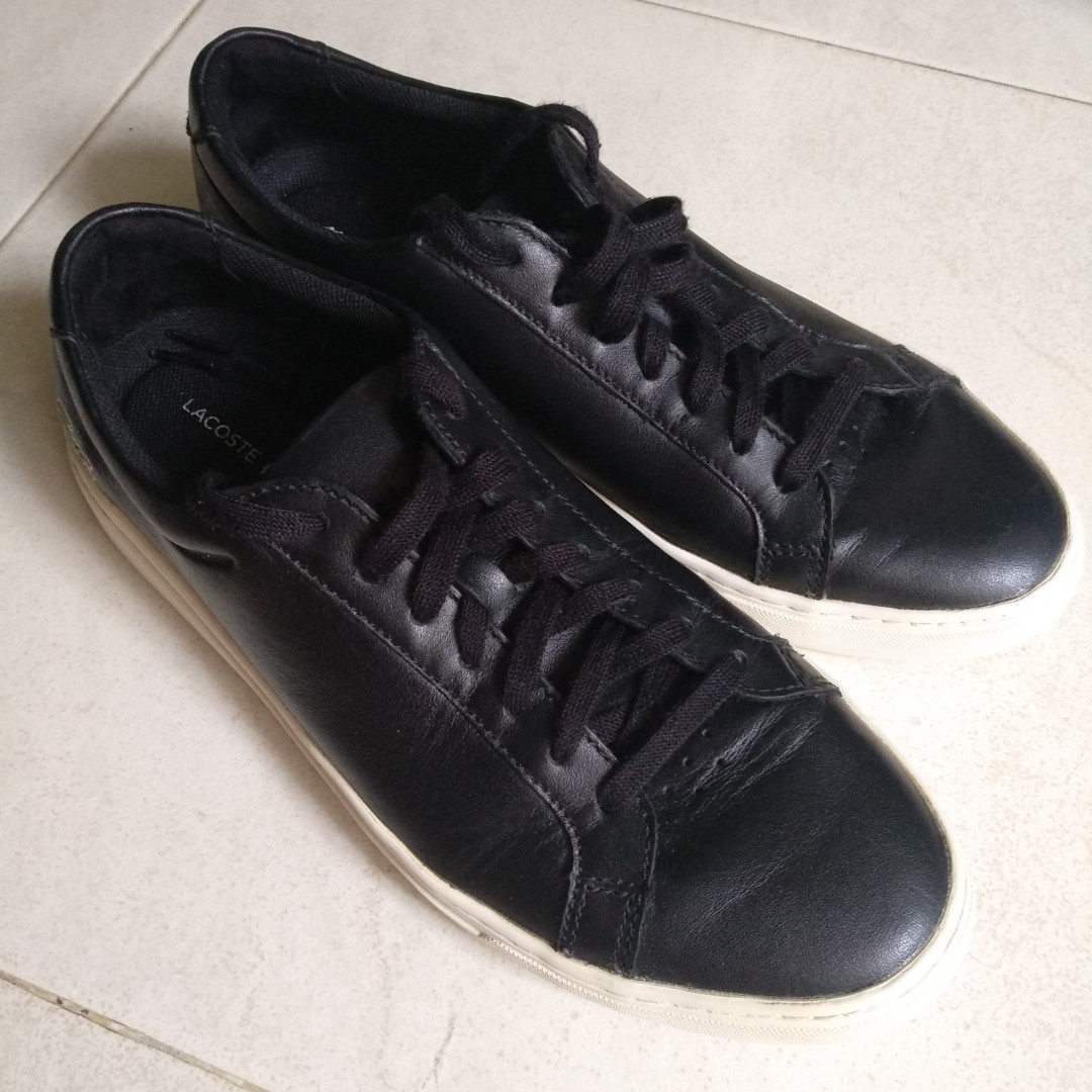 lacoste black leather shoes