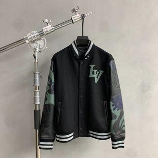 Louis Vuitton Chains Camo Varsity Jacket, Black, 46 Stock Confirmation Required