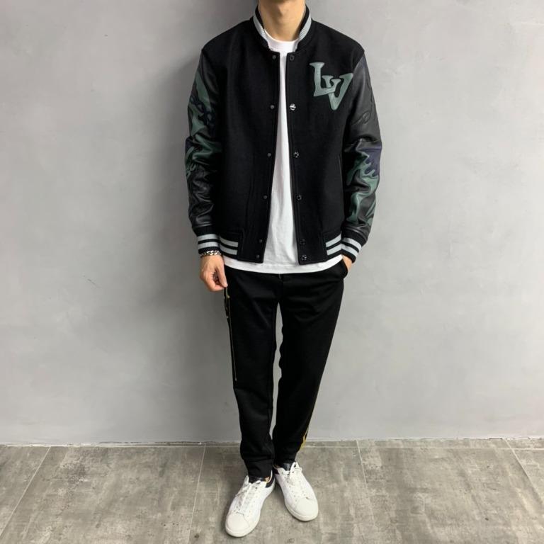 Louis Vuitton Black & Chains-Camo Varsity Jacket