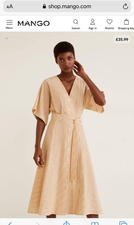Mango bow linen dress on sale
